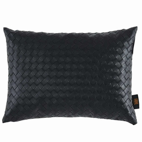 Frye Other - FRYE Black Embossed Basketweave Faux Leather Throw Pillow